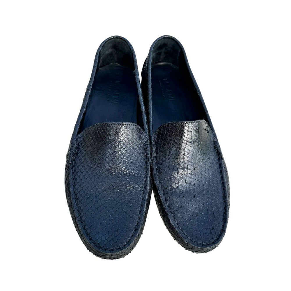 M. Gemi Loafers Black Snakeskin Leather Driver Shoes Mens